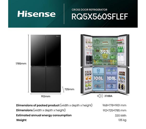 Frigorífico Americano Hisense negro 4 puertas RQ5X560SFLEF OUTLET