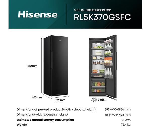 Frigorífico Hisense negro 1 puerta 185*60cm RL5K370GSFC OUTLET