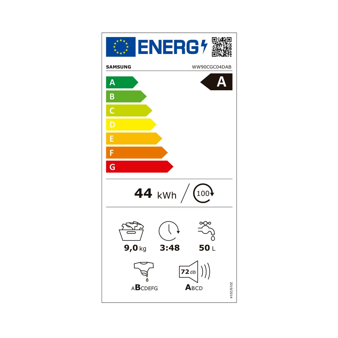 Lavadora Samsung 9kg negra 1400rpm WW90CGC04DAB OUTLET