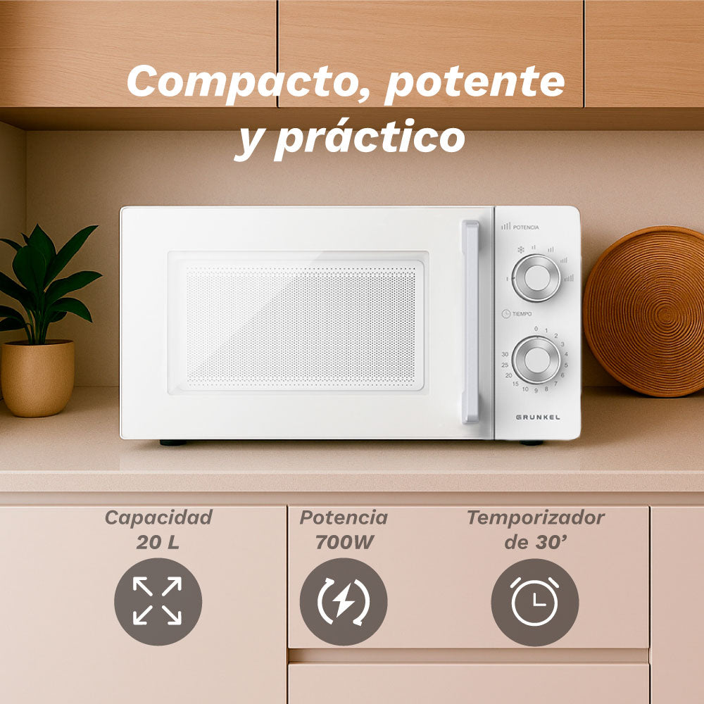 Microondas Grunkel 20lt blanco MW20NG OFERTA