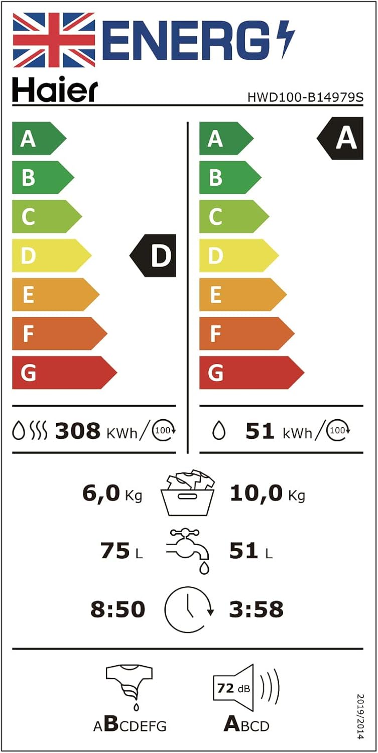 Lavasecadora Haier 10/6kg inox HWD100-B14979S OUTLET