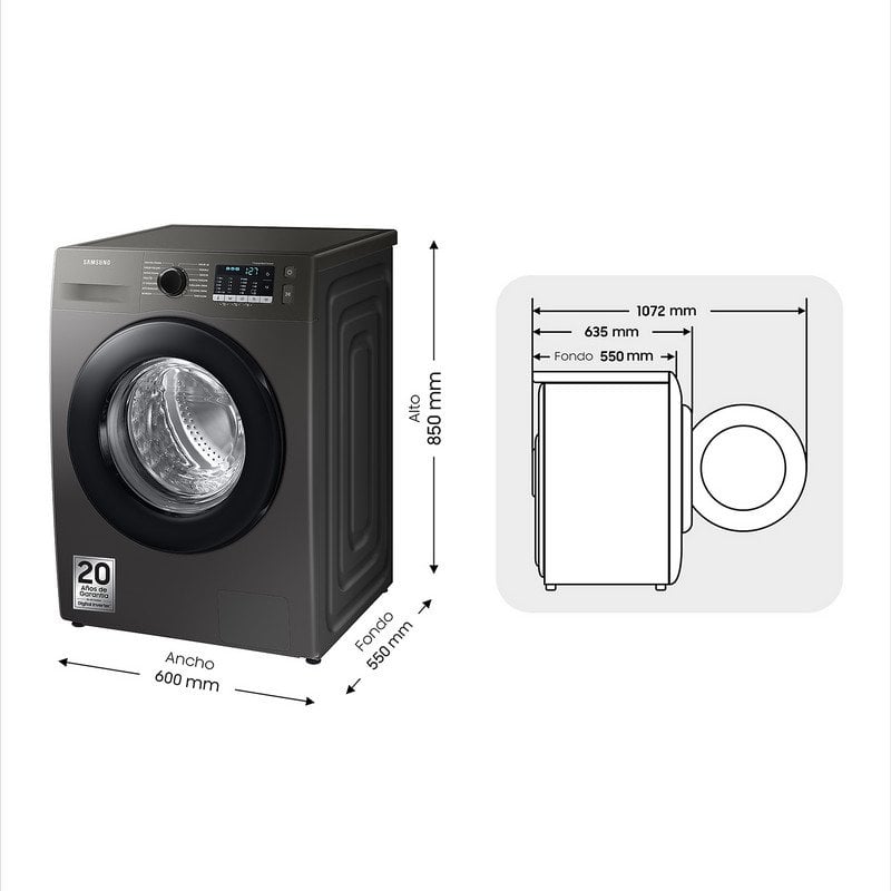Lavadora Samsung 9kg inox 1400rpm WW90TA046AX OUTLET