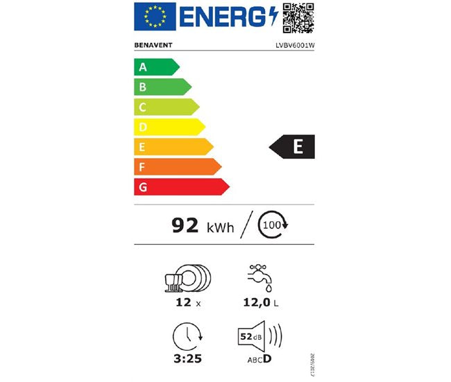 Lavavajillas Benavent blanco 60cm 12 servicios LVBV6001W OFERTA