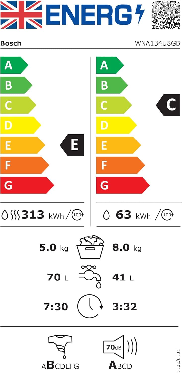 Lavasecadora Bosch 8/5kg blanca 1400rpm WNA134U8GB OUTLET