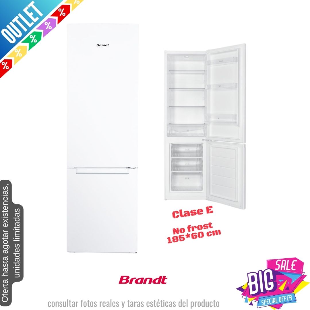 Frigorífico combi Brandt blanco 185*60cm BFC8600EW-01 OUTLET