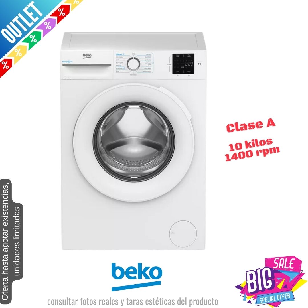 Lavadora Beko 10kg blanca 1400rpm BM3WT31041W OUTLET