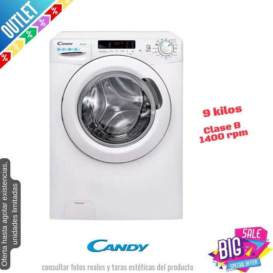 Lavadora Candy 9kg blanca 1400rpm CS149TW4-80 OUTLET