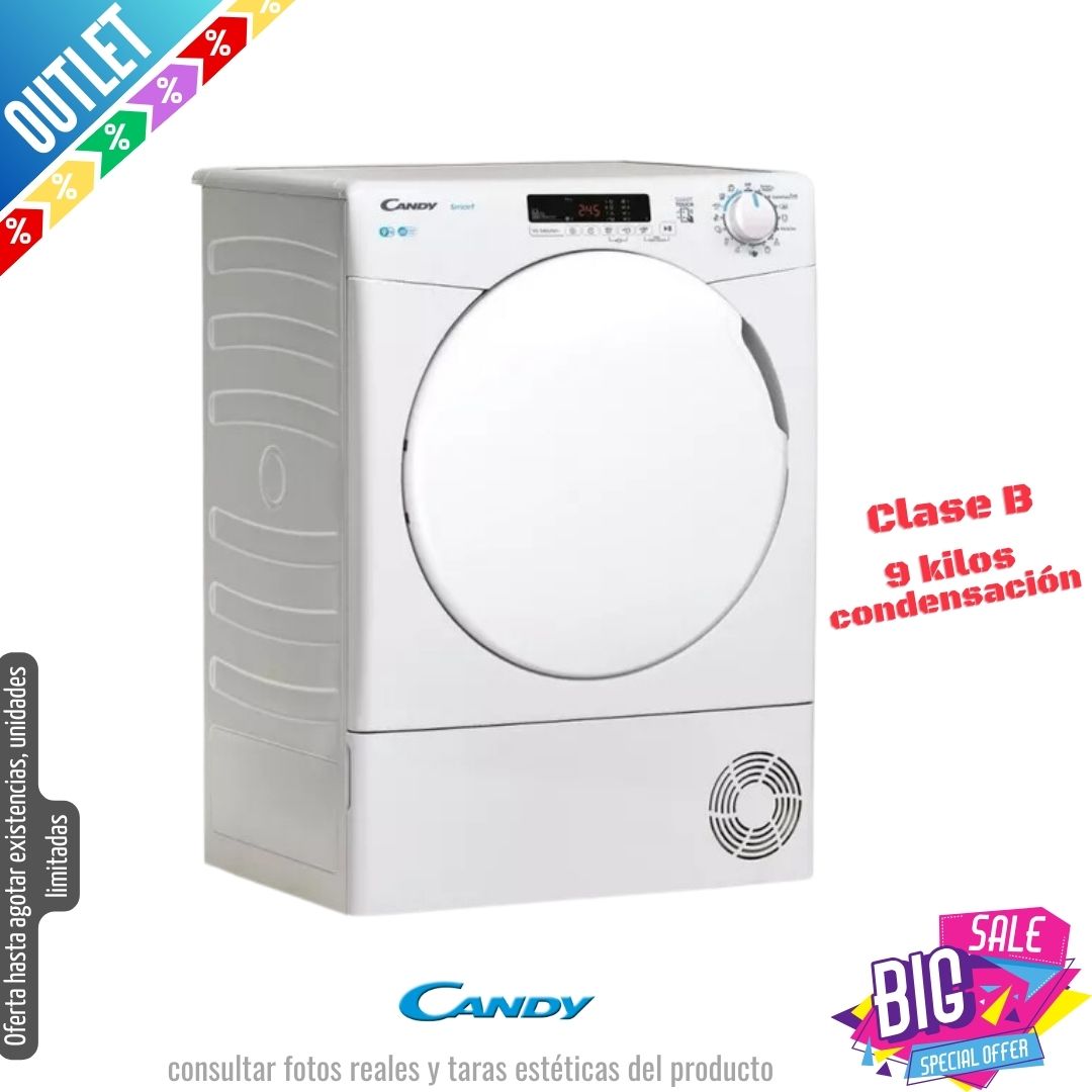 Secadora Candy 9kg condensación blanca CSEC9DF-80 OUTLET