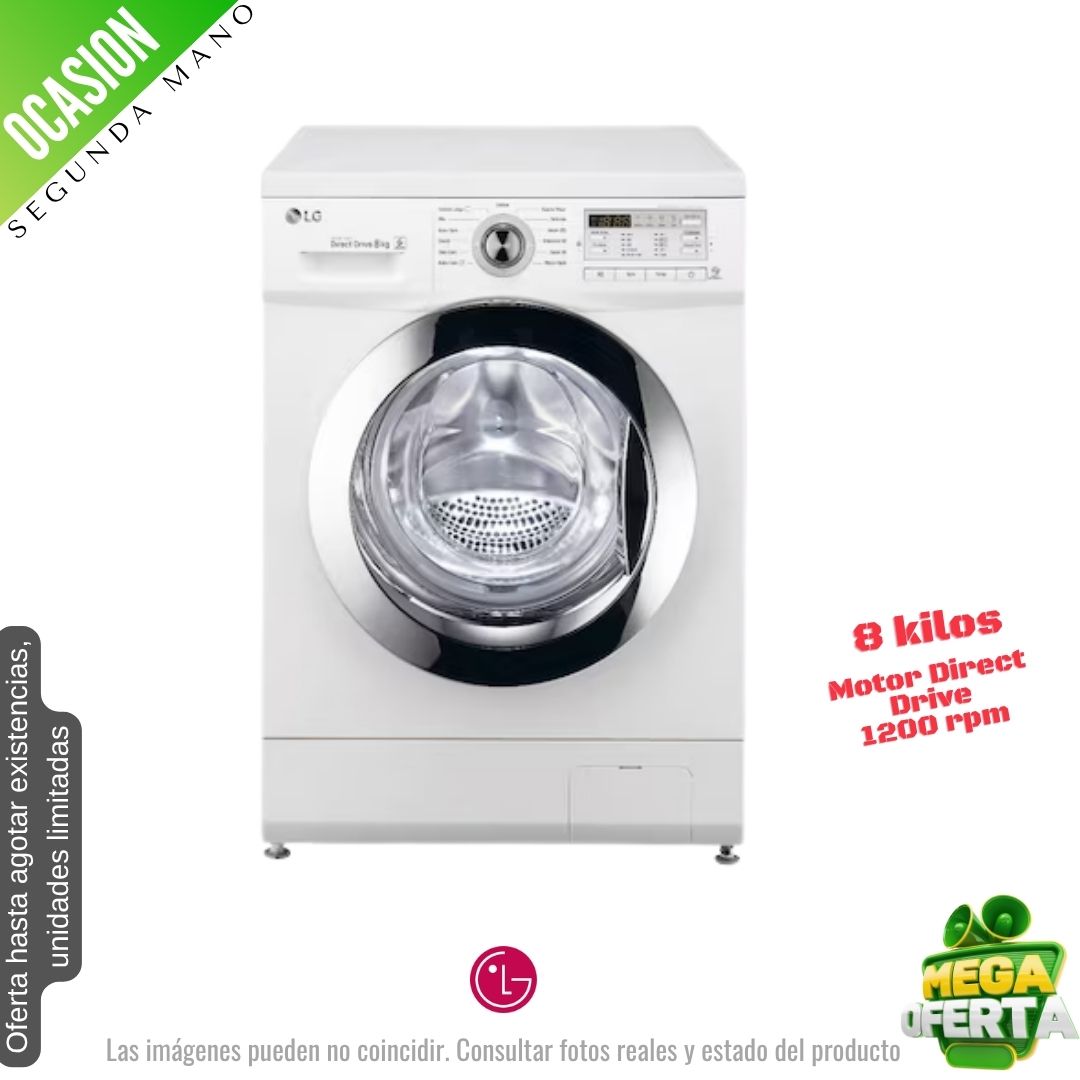 Lavadora LG 8kg blanca 1200rpm (026378)