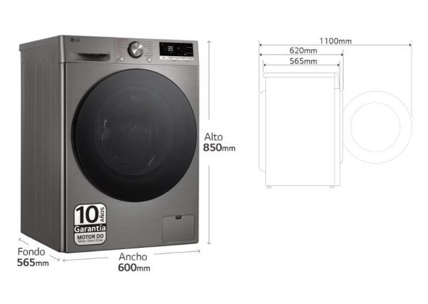 Lavadora LG 9kg inox 1400rpm F4WR7009AGS OUTLET