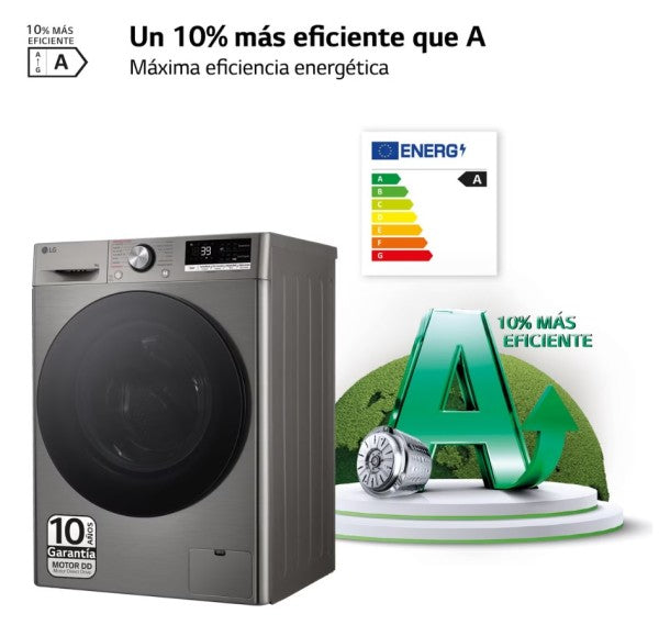 Lavadora LG 9kg inox 1400rpm F4WR7009AGS OUTLET