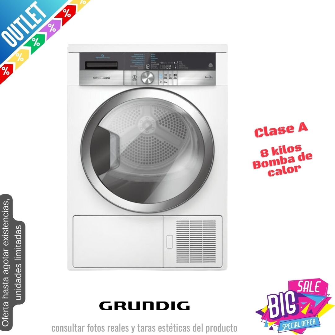 Secadora Grundig 8kg bomba de calor blanca GTN38267GCW OUTLET