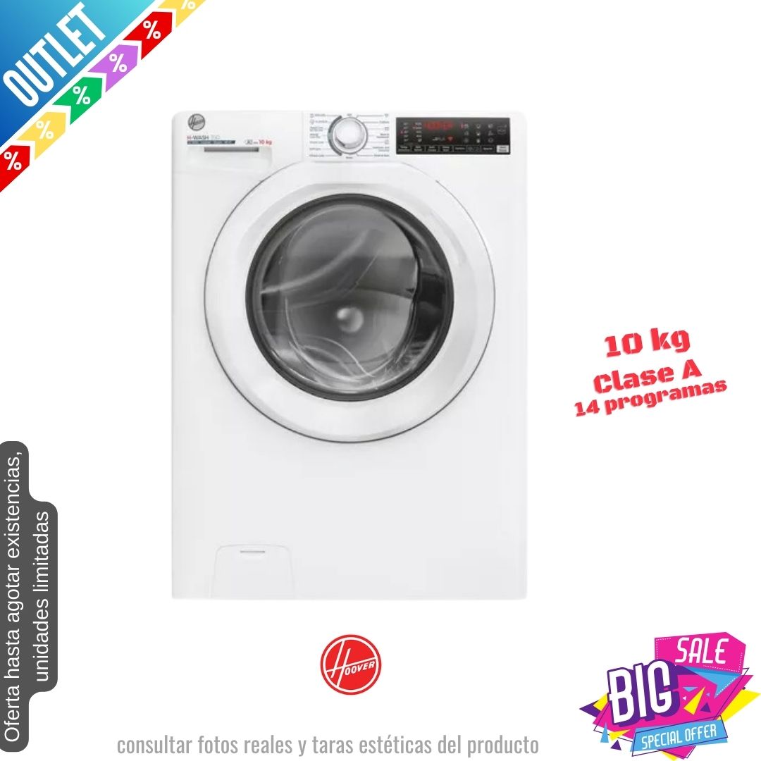 Lavadora Hoover 10kg blanca 1600rpm H3WPS6106TAM6-80 OUTLET