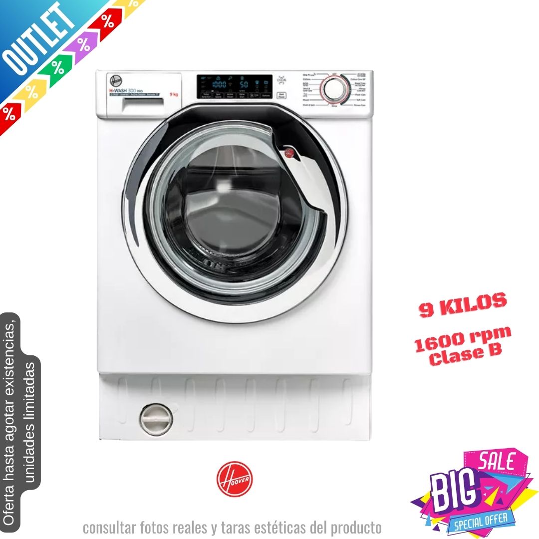 Lavadora Hoover 9kg blanca 1600rpm integración HBWOS69TMCE-80 OUTLET
