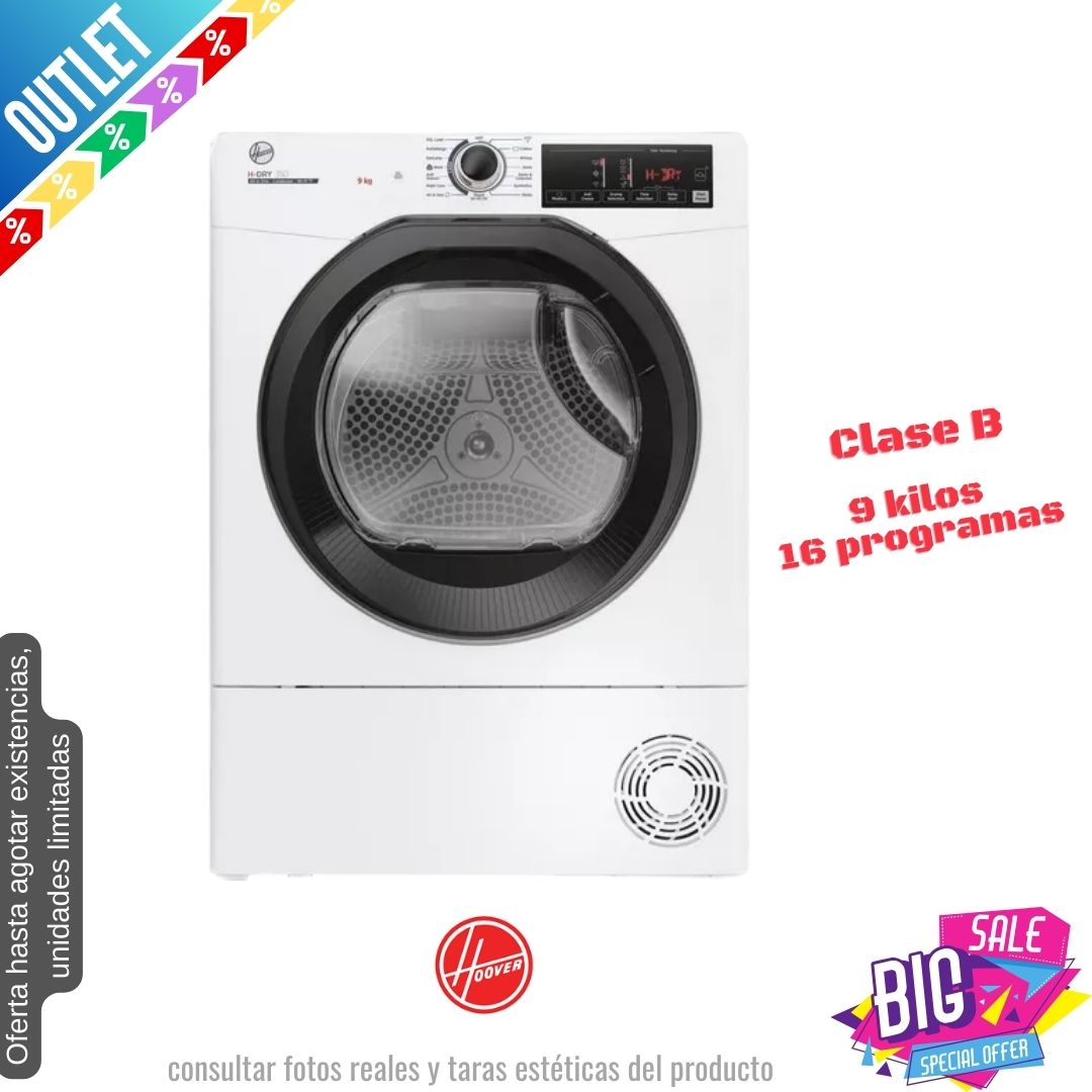 Secadora Hoover 9kg condensación blanca HREC9TBE-80 OUTLET