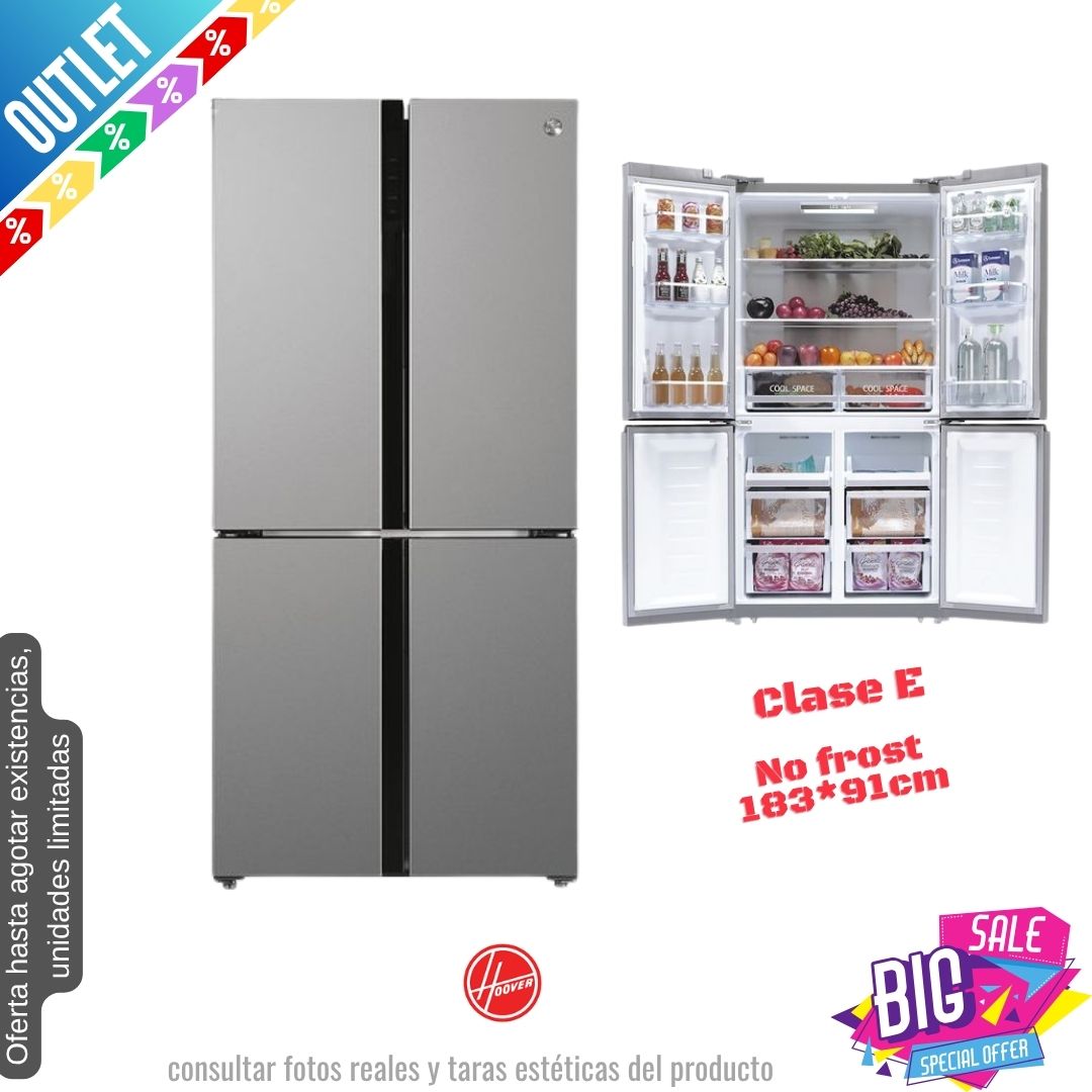 Frigorífico Americano Hoover inox 4 puertas 183*91cm HSC918ENXK OUTLET