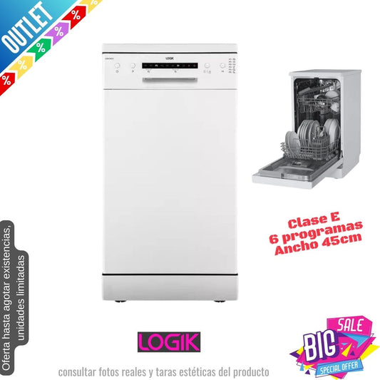 Lavavajillas Logik blanco 45cm 10 servicios LDW45W23 OUTLET