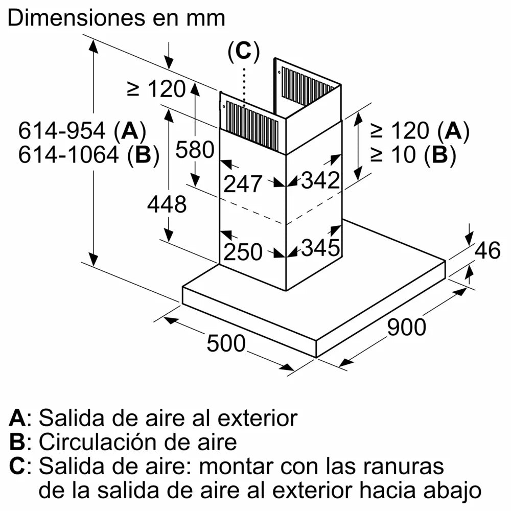 Campana Siemens inox 90cm 964m3/h LC91BUR50 OUTLET