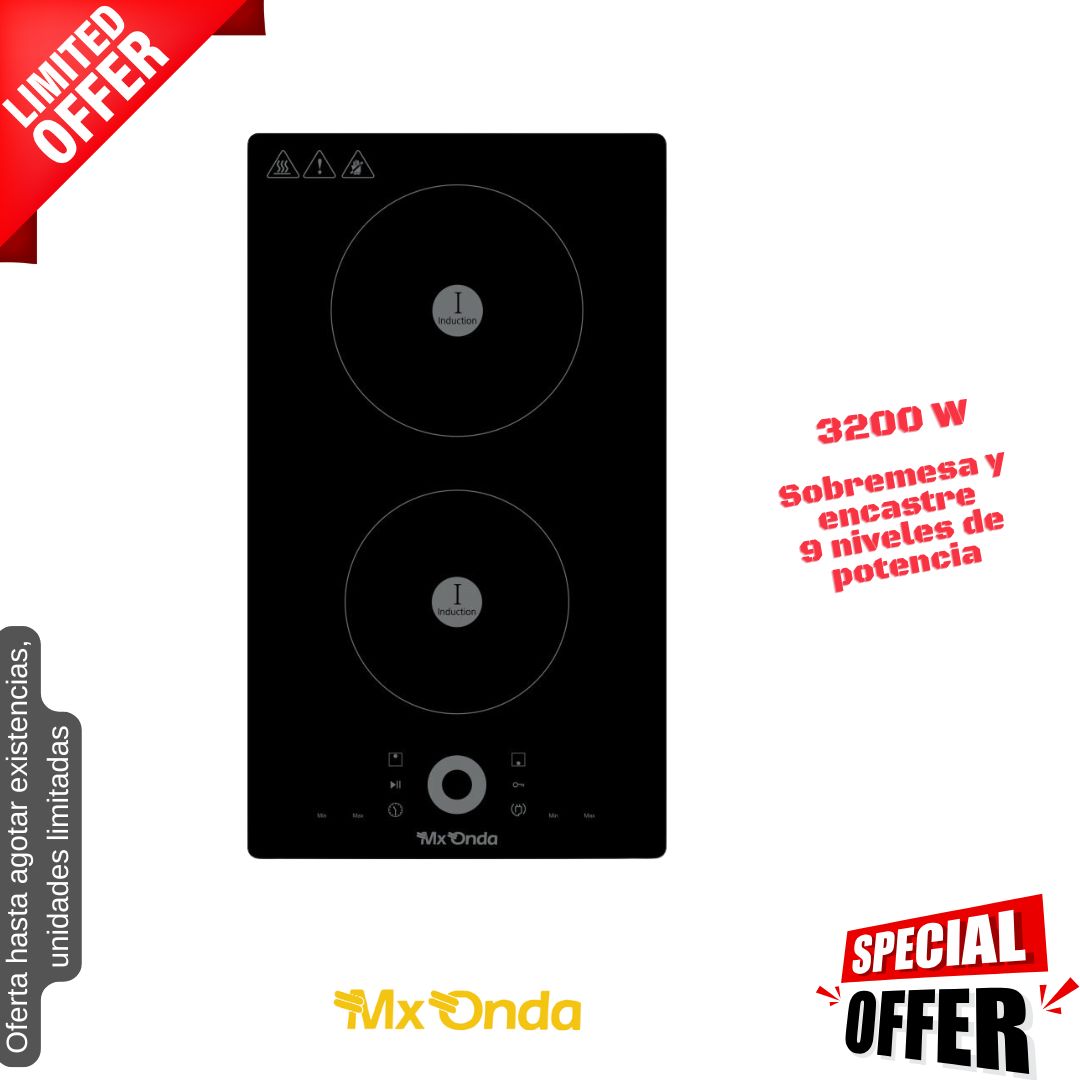 Placa inducción 2 fuegos Mx-Onda MX-PI2612 OFERTA