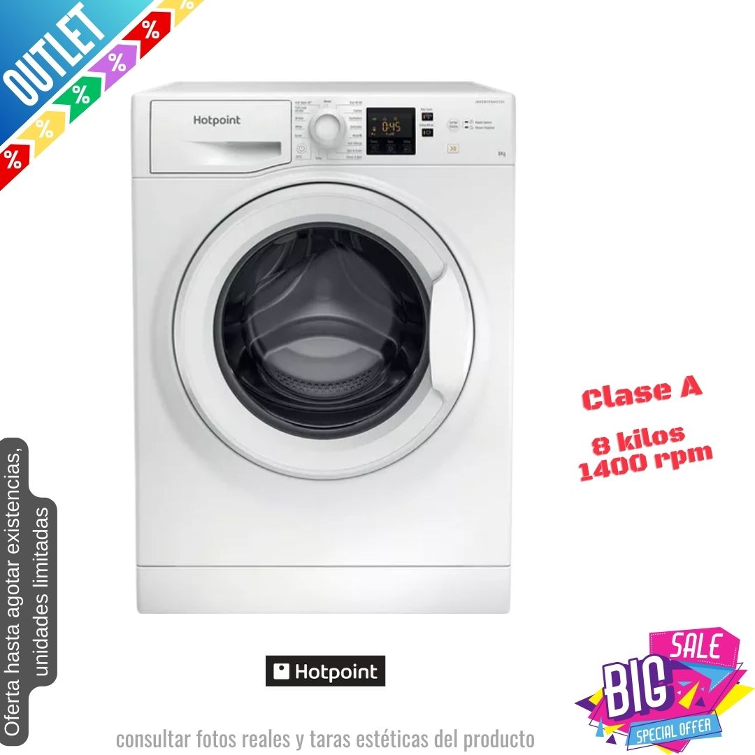 Lavadora Hotpoint 8kg blanca 1400rpm NSWR846WK OUTLET