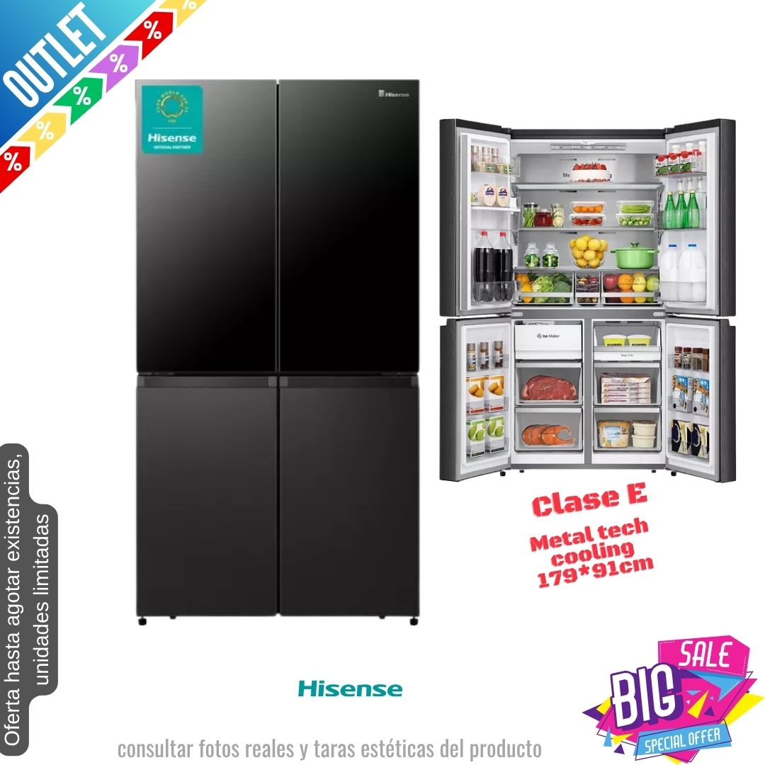 Frigorífico Americano Hisense negro 4 puertas RQ5X560SFLEF OUTLET