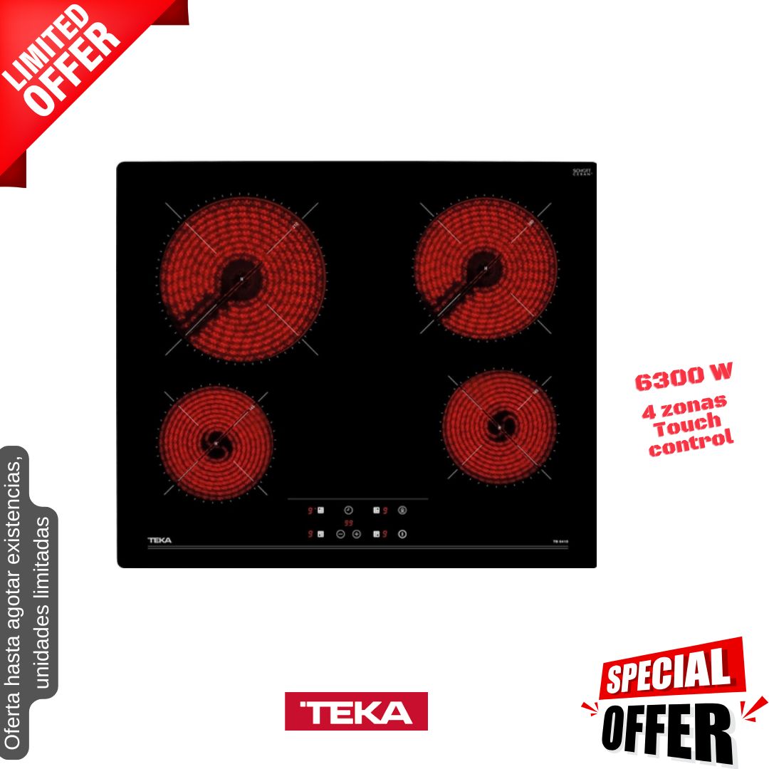 Placa vitrocerámica Teka 4 fuegos TB6415 OFERTA