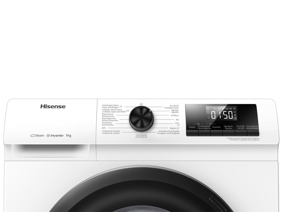 Lavadora Hisense 9kg blanca 1400rpm WFQP9014EVM OUTLET