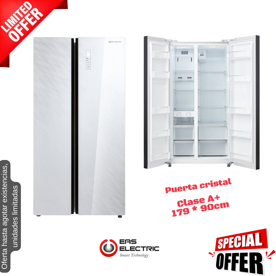 Frigorífico Americano Eas Electric cristal blanco 179*90cm EMSS178GW1 OFERTA