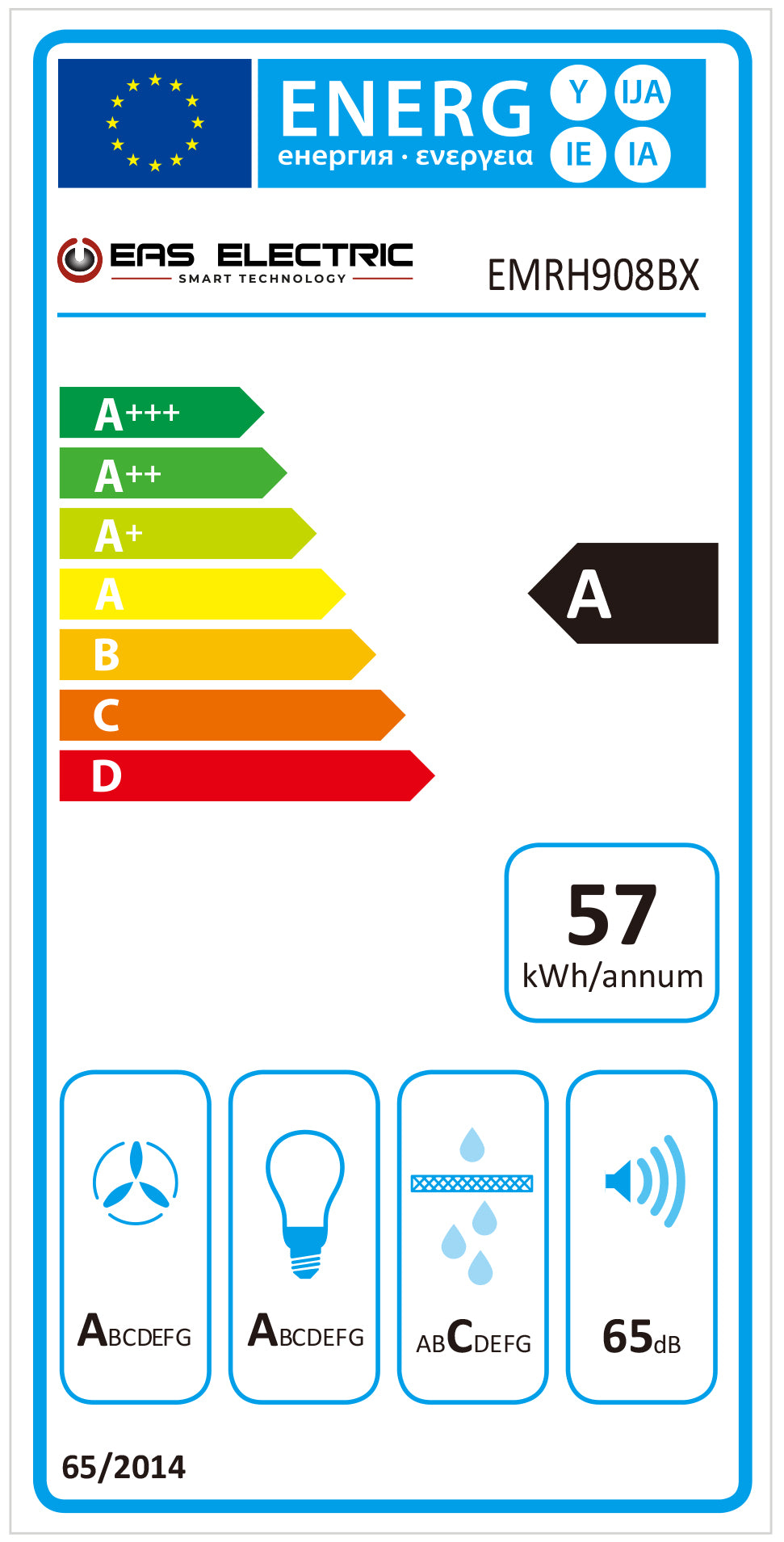 Campana Eas Electric negra inox 90cm 800m3/h EMRH908BX OFERTA