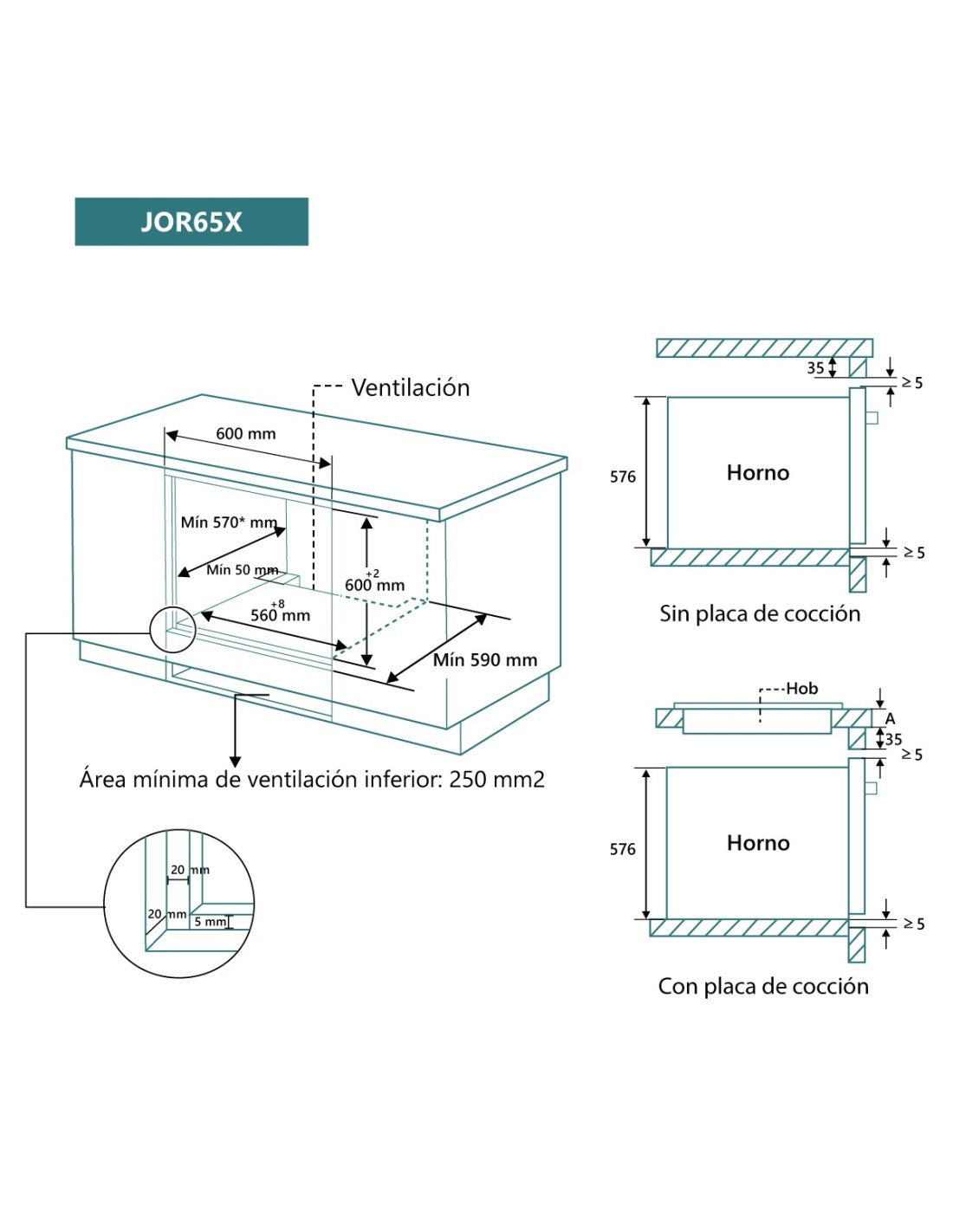 Horno Johnson inox multifunción 65lt JOR65X OFERTA