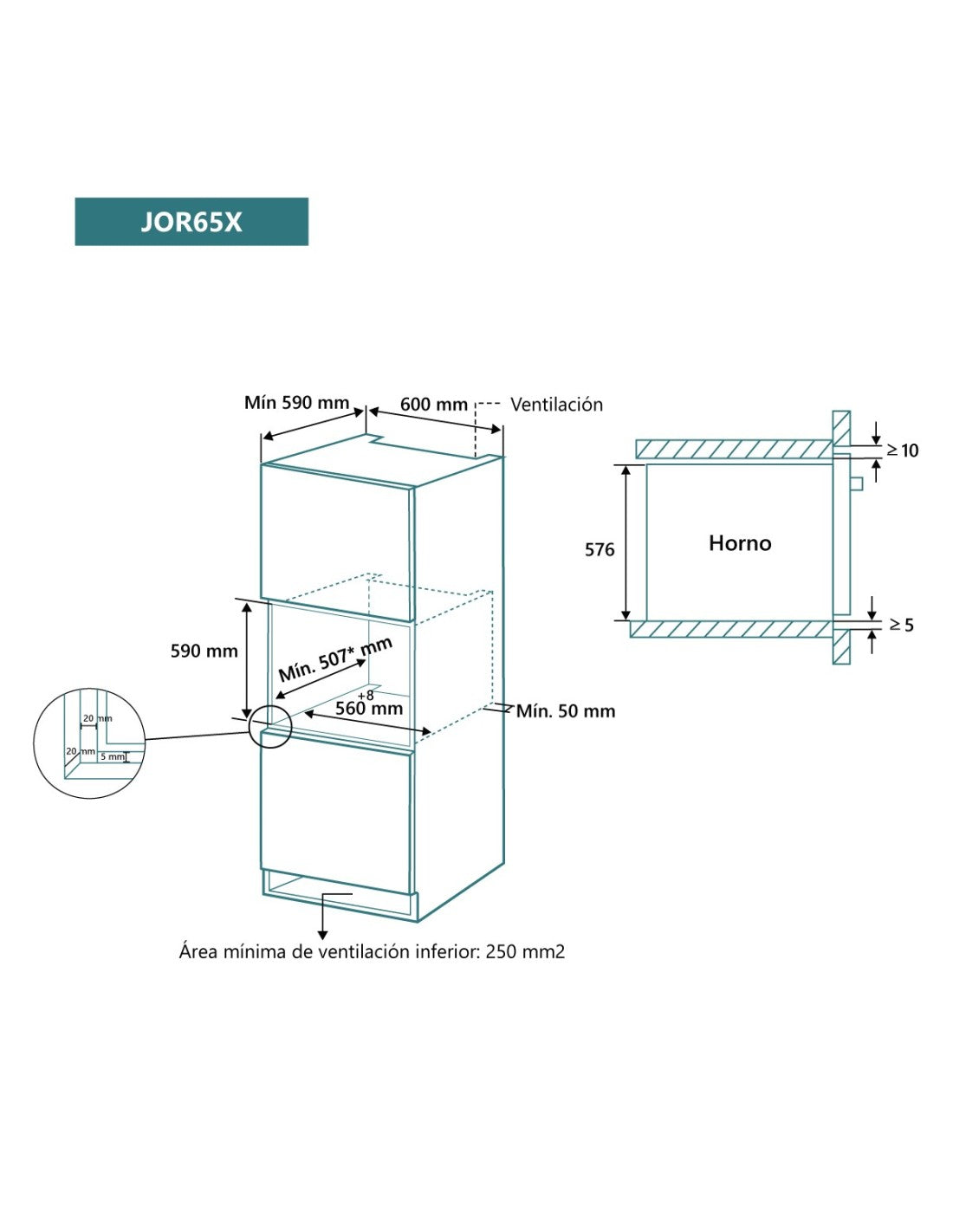 Horno Johnson inox multifunción 65lt JOR65X OFERTA