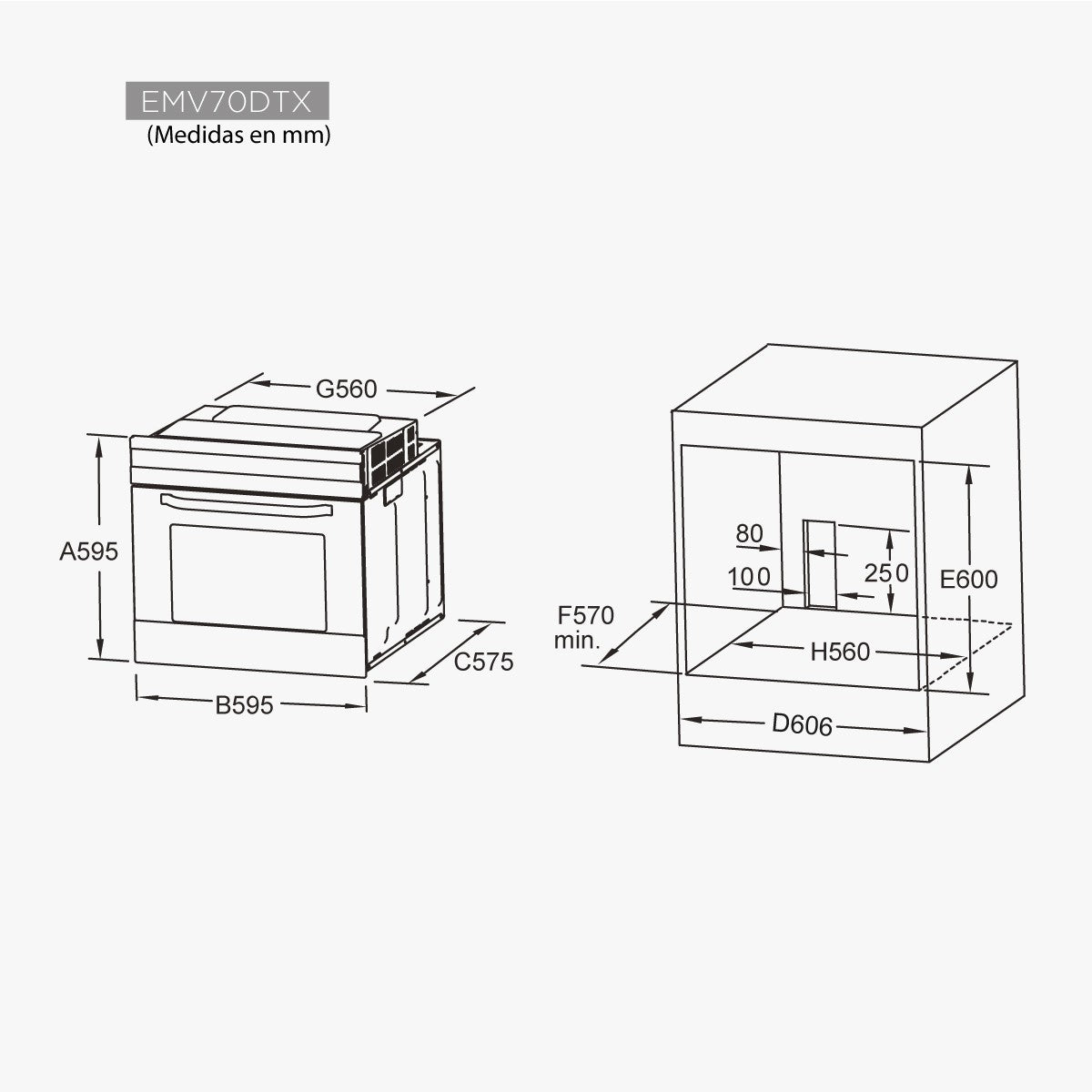 Horno Eas Electric Inox multifunción 70lt EMV70DTX