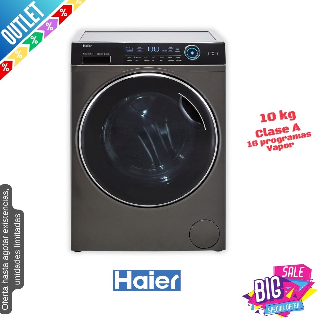 Lavadora Haier 10kg inox 1400rpm HW100-B14979S OUTLET