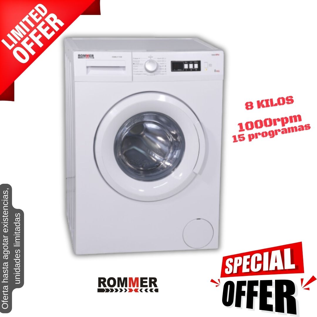 Lavadora Rommer 8kg blanca 1000rpm FAMILY 1148 OFERTA
