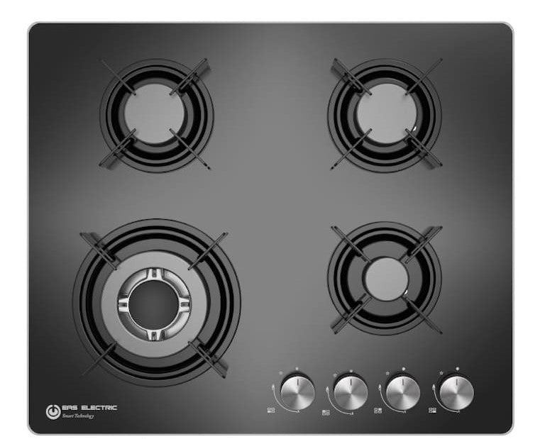 Placa de gas Eas Electric cristal negro 4 fuegos 60cm EMH461CGB