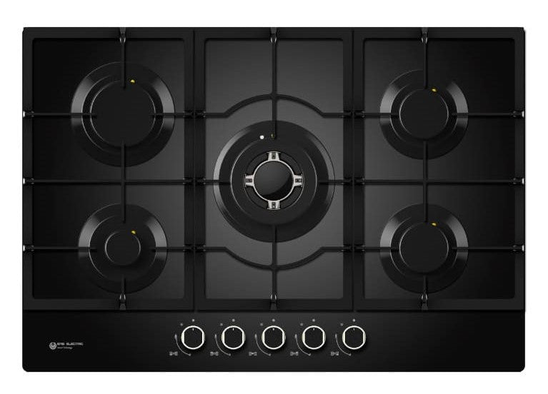 Placa de gas Eas Electric cristal negro 5 fuegos 75cm EMH750CGB