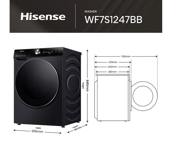 Lavadora Hisense 12kg negra 1400rpm WF7S1247BB OUTLET