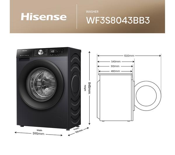 Lavadora Hisense 8kg negra 1400rpm (026304) OUTLET