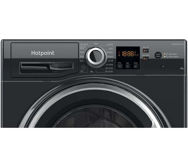Lavadora Hotpoint 8kg negro 1400rpm NSWR846BS OUTLET