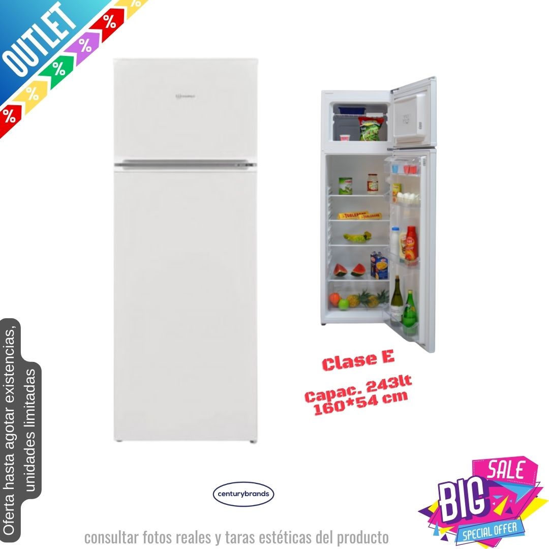 Frigorífico Century blanco 2 puertas 160*54cm 3DFDP343VAE OUTLET