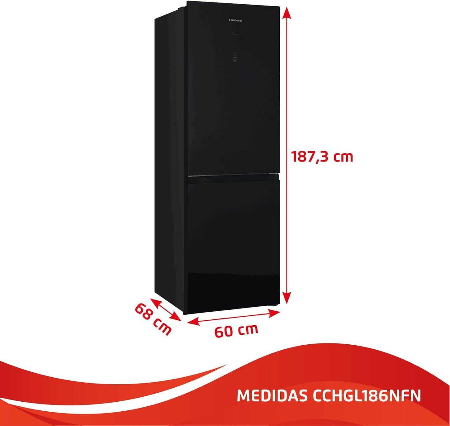 Frigorífico combi Corberó negro cristal 187*60cm (026331) OFERTA