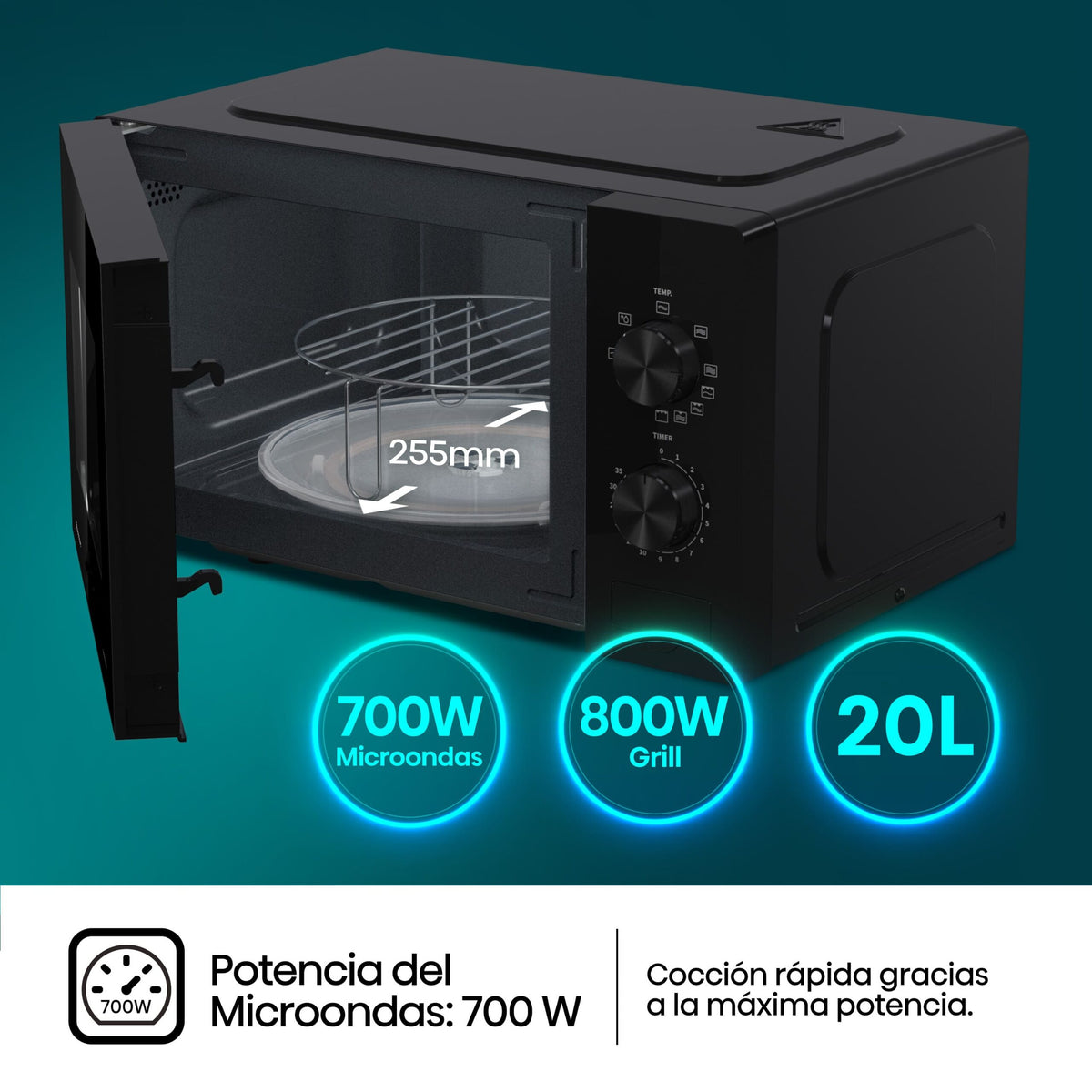 Microondas Hisense 20lt negro grill (026415)  OFERTA