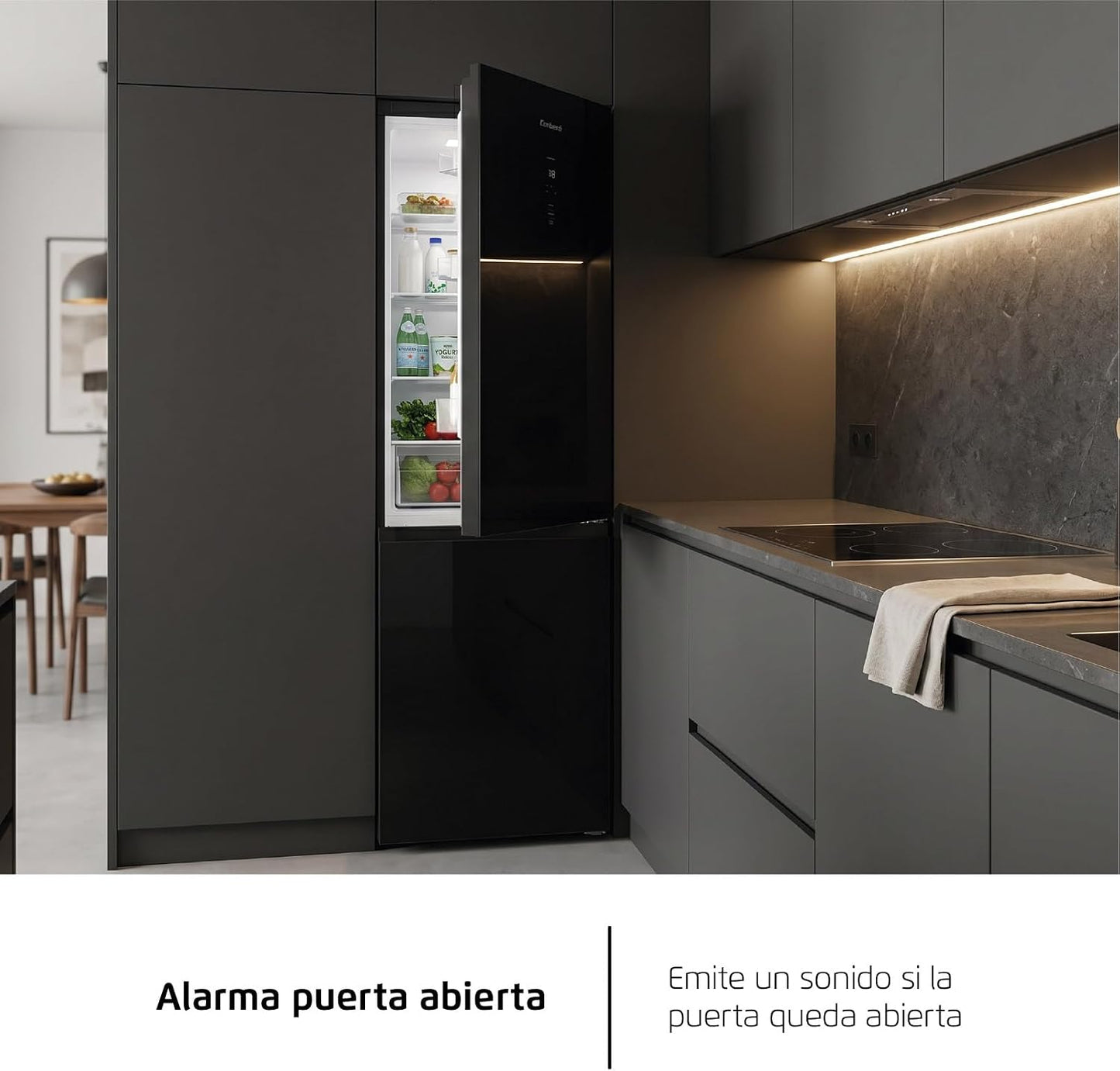 Frigorífico combi Corberó negro cristal 187*60cm (026331) OFERTA