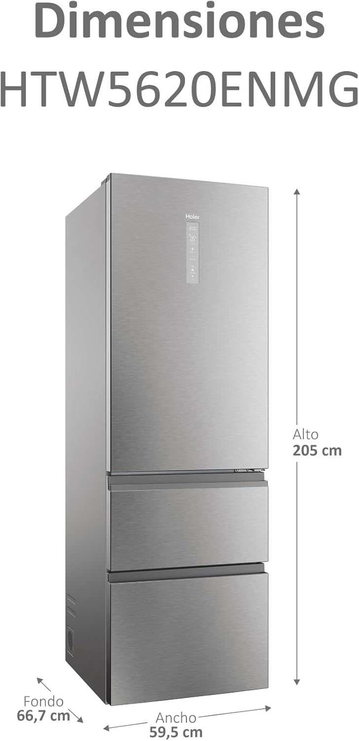 Frigorífico francés Haier inox 205*60cm HTW5620ENMG OFERTA