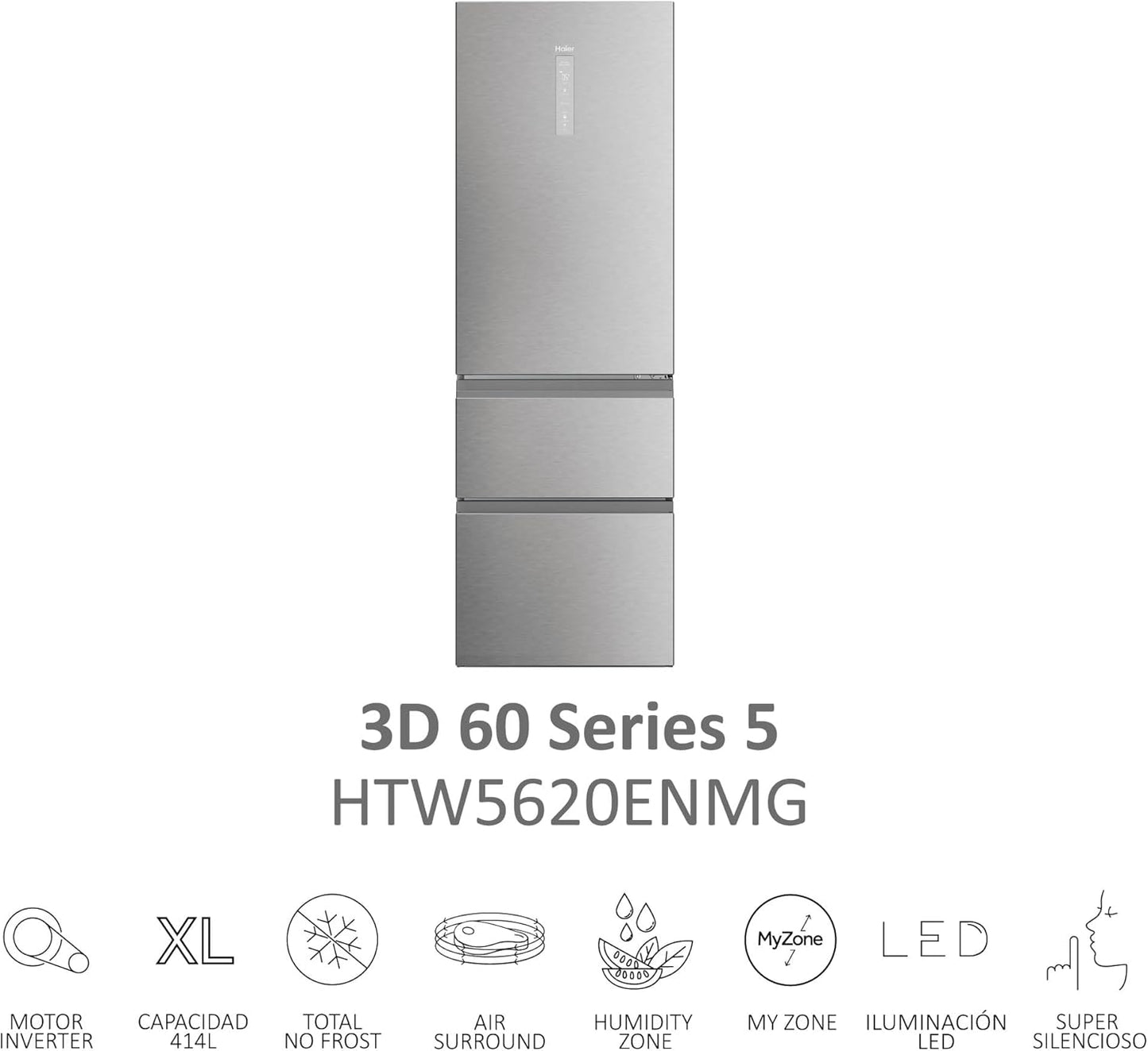 Frigorífico francés Haier inox 205*60cm HTW5620ENMG OFERTA