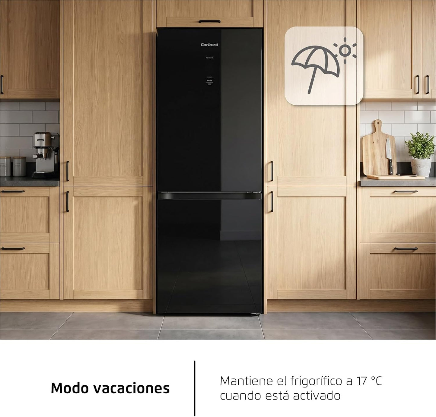 Frigorífico combi Corberó negro cristal 187*60cm (026331) OFERTA