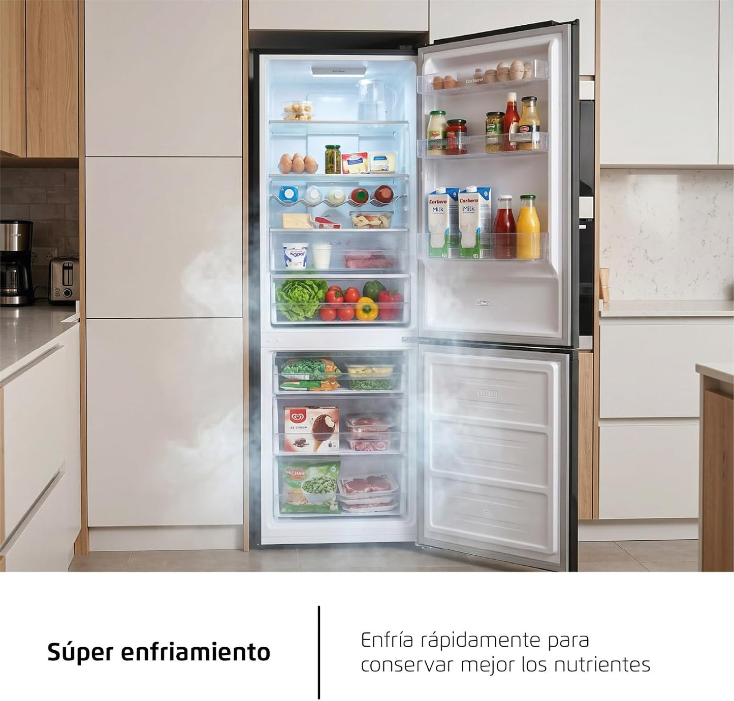 Frigorífico combi Corberó negro cristal 187*60cm (026331) OFERTA