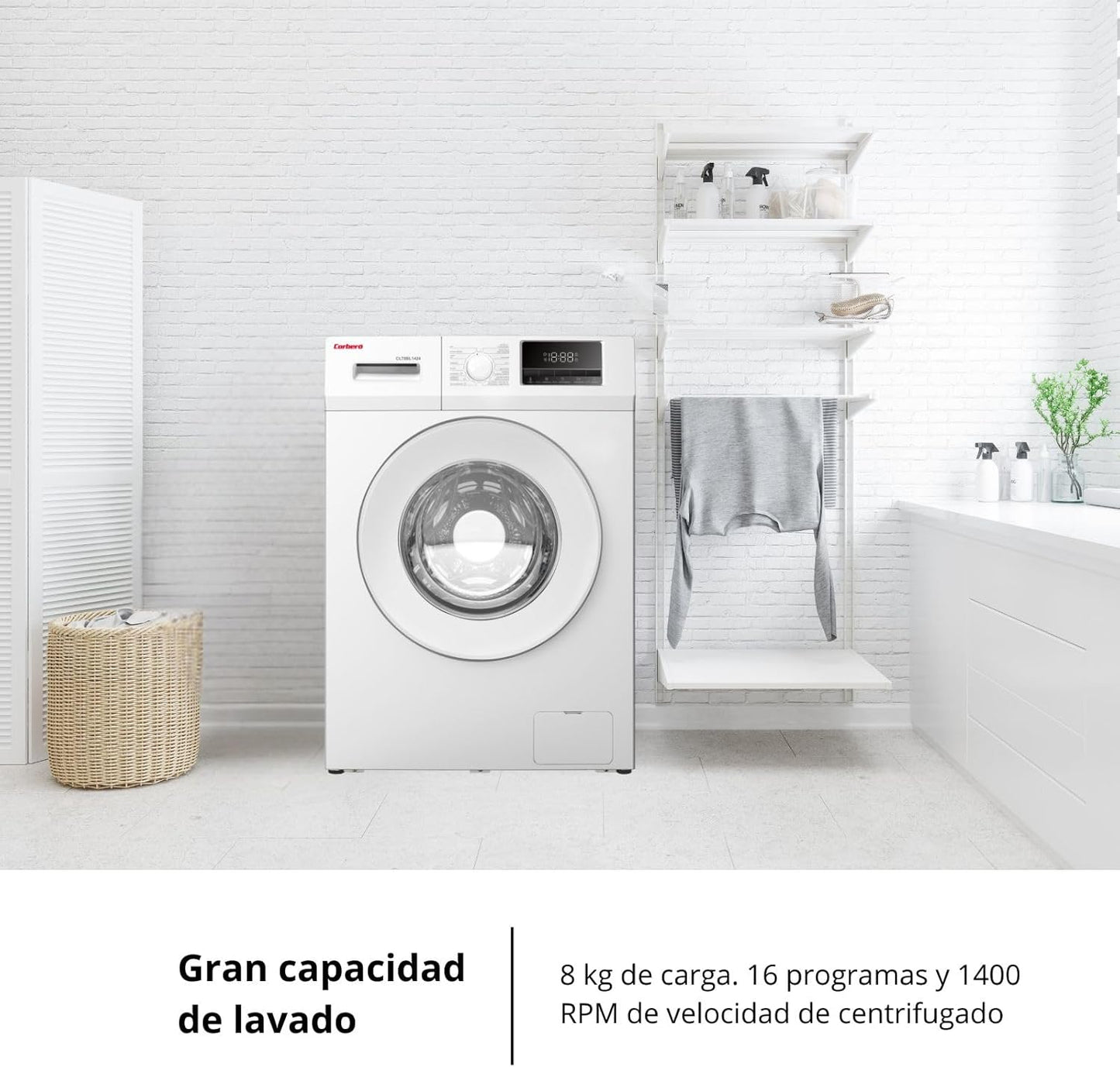 Lavadora Corberó 8kg blanca 1400rpm CLT8BL1424 OFERTA
