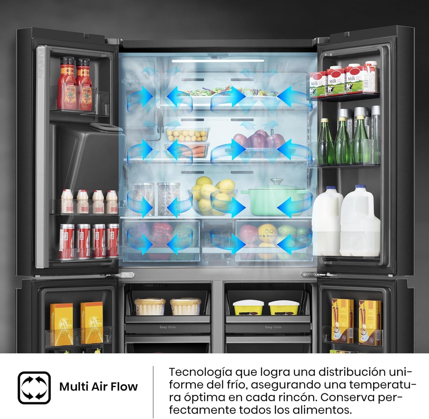 Frigorífico Americano Hisense negro 4 puertas 178*91cm RQ760N4IFE OUTLET