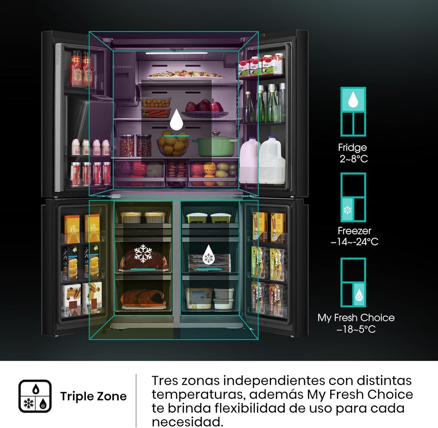 Frigorífico Americano Hisense negro 4 puertas 178*91cm RQ760N4IFE OUTLET